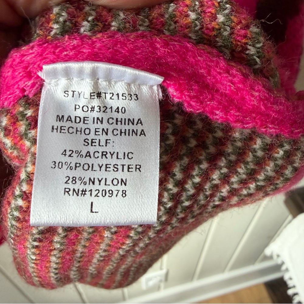 NWOT Women’s Entro Pink Multicolor Leopard Sweater, Size Large - Picture 4 of 7